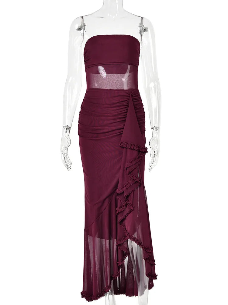 Piper Sheer Mesh Tiered Maxi Dress