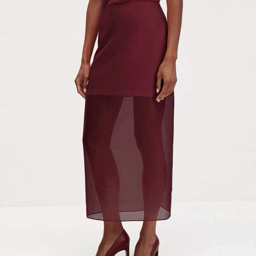Vesper Sheer Mesh Slit Skirt