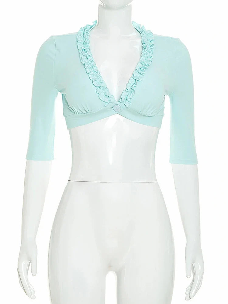 Milla Button-Front Crop Top