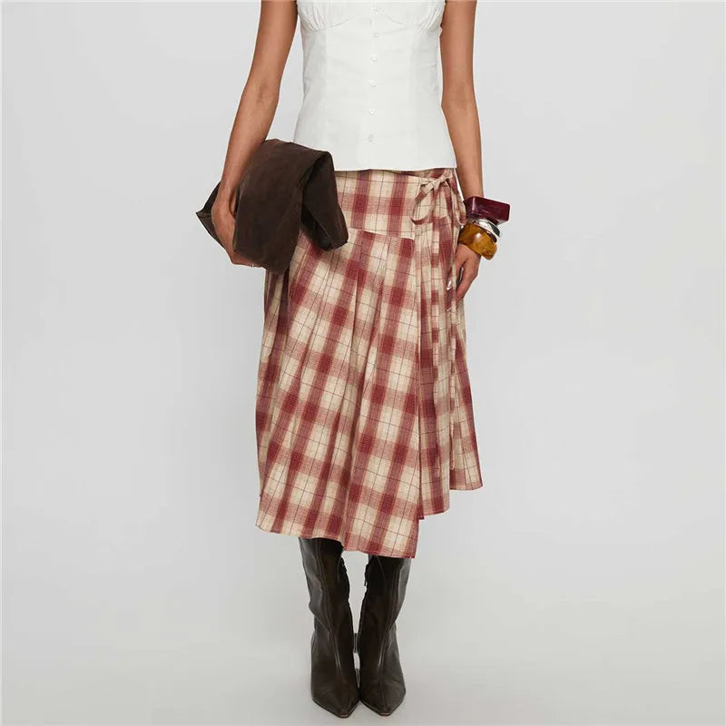 Rosie Lace-Up Tiered Midi Skirt