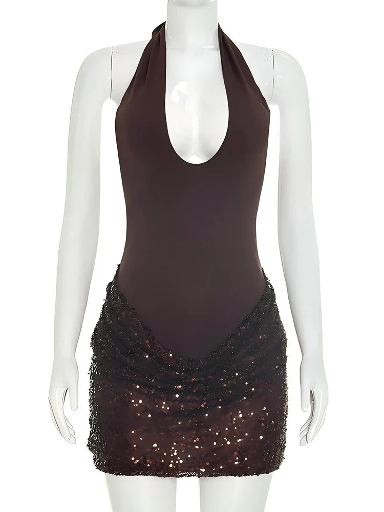 Reese Sequin Halter Mini Dress