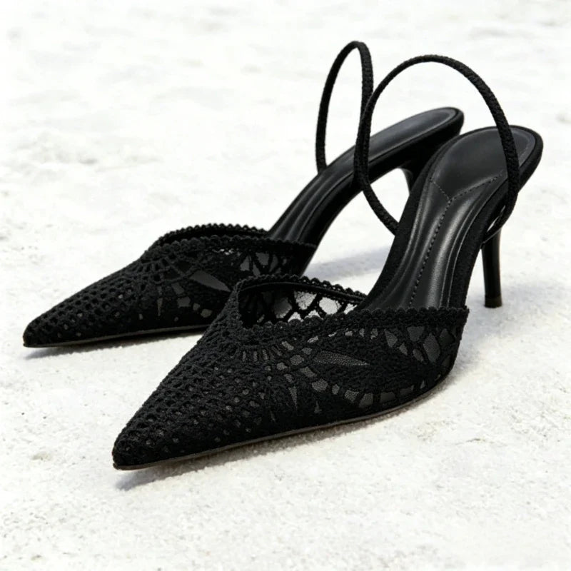 Elara Mesh Ankle-Strap Pumps