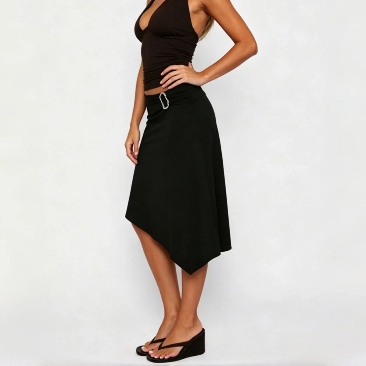 Ruby Asymmetric Wrap Midi Skirt