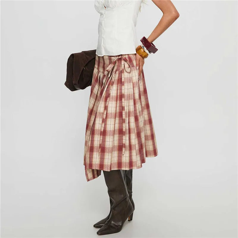 Rosie Lace-Up Tiered Midi Skirt