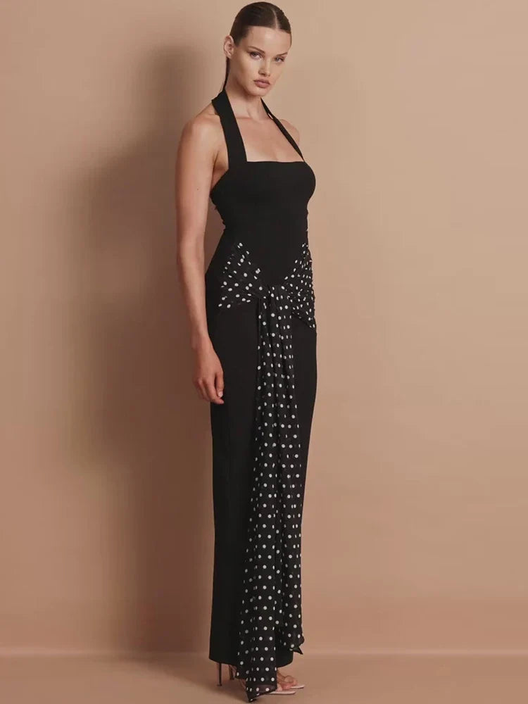 Cleo Polka Dot Halter Maxi Dress