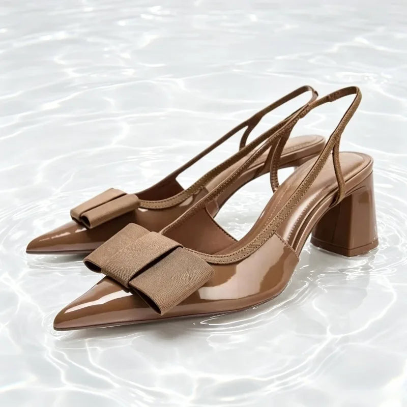 Harlow Patent Bow Slingback Pumps