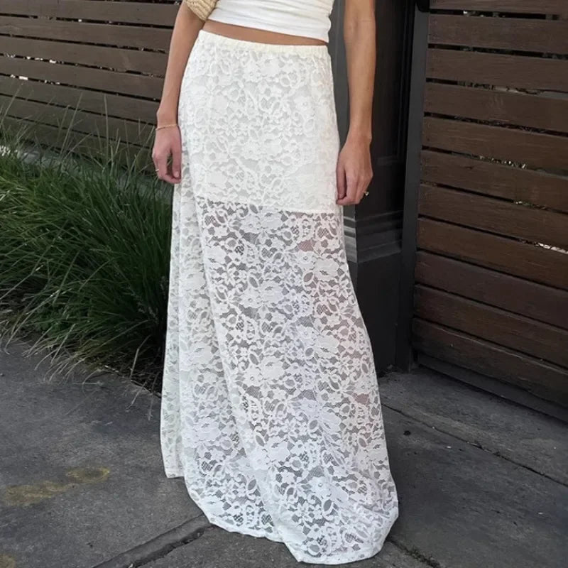 Wren White Lace Maxi Skirt