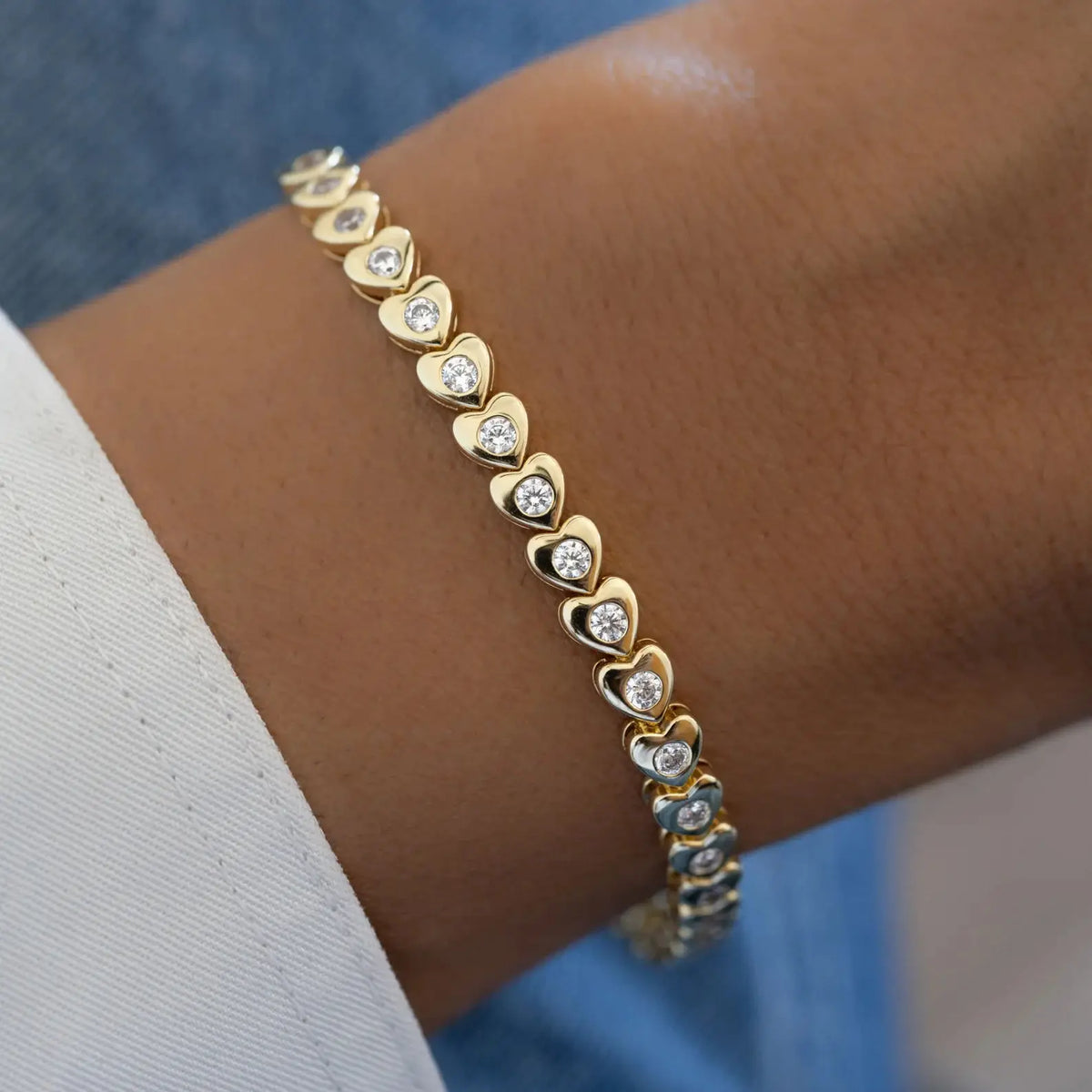 Ashby Heart Charm Tennis Bracelet
