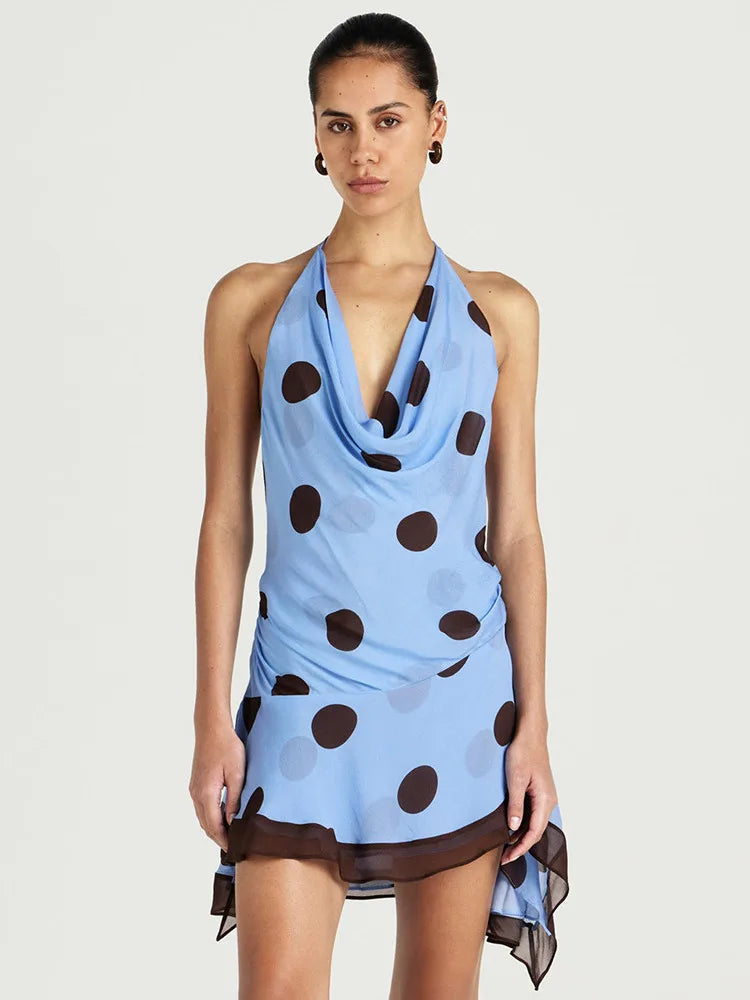 Jada Polka Dot Halter Mini Dress