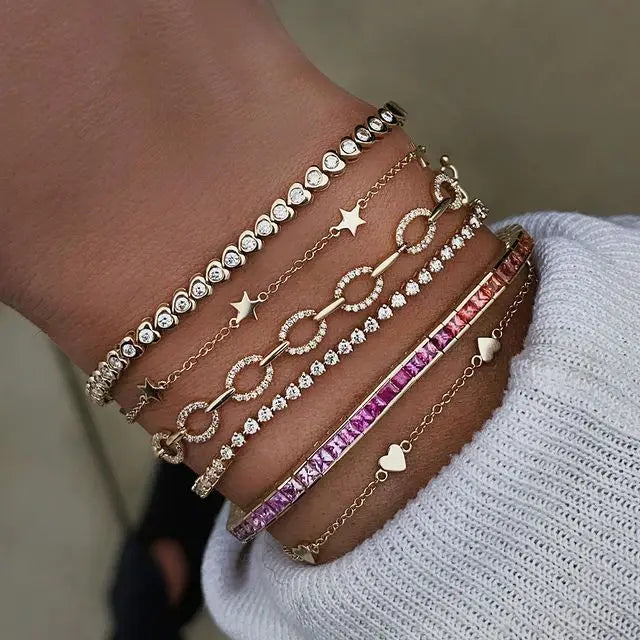 Ashby Heart Charm Tennis Bracelet