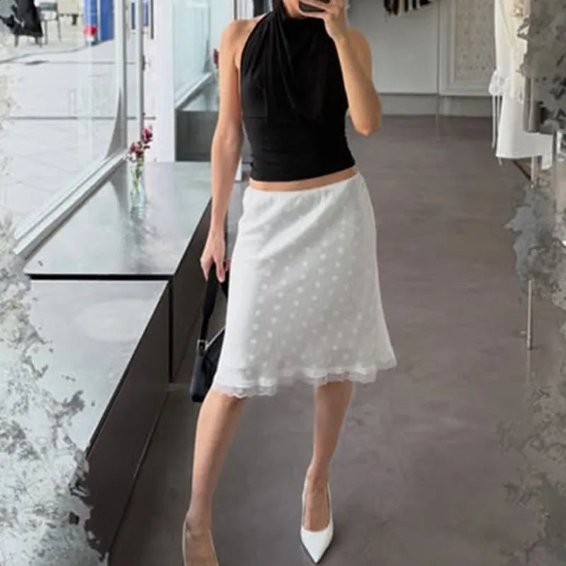 Vienna Vintage Polka Dot Lace Skirt