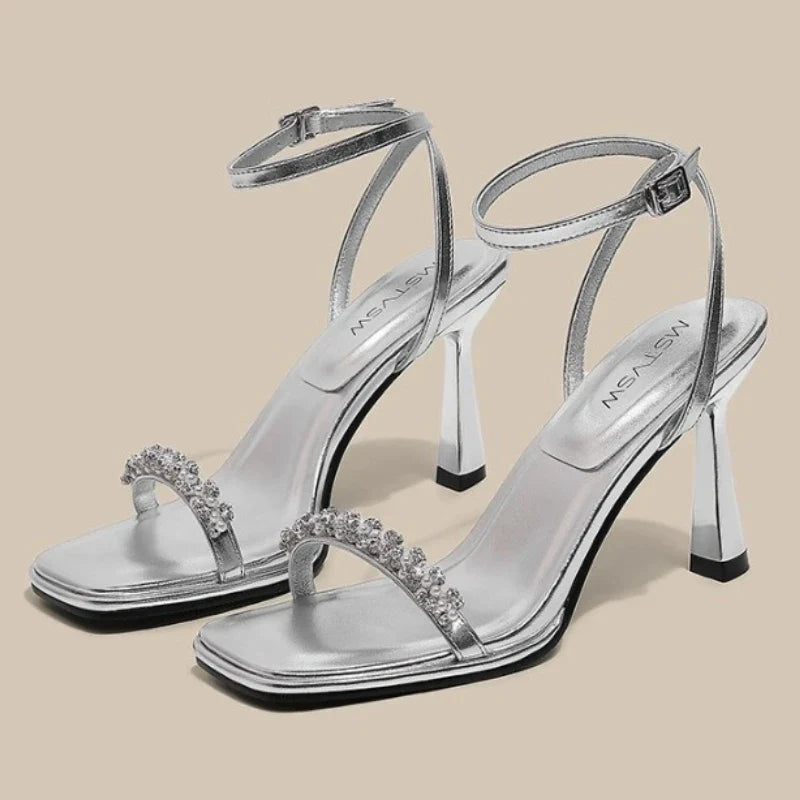 Delphine Crystal Ankle-Strap Sandals