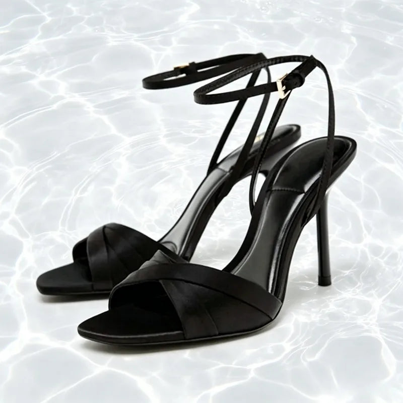 Dolly Satin Ankle-Strap Heels