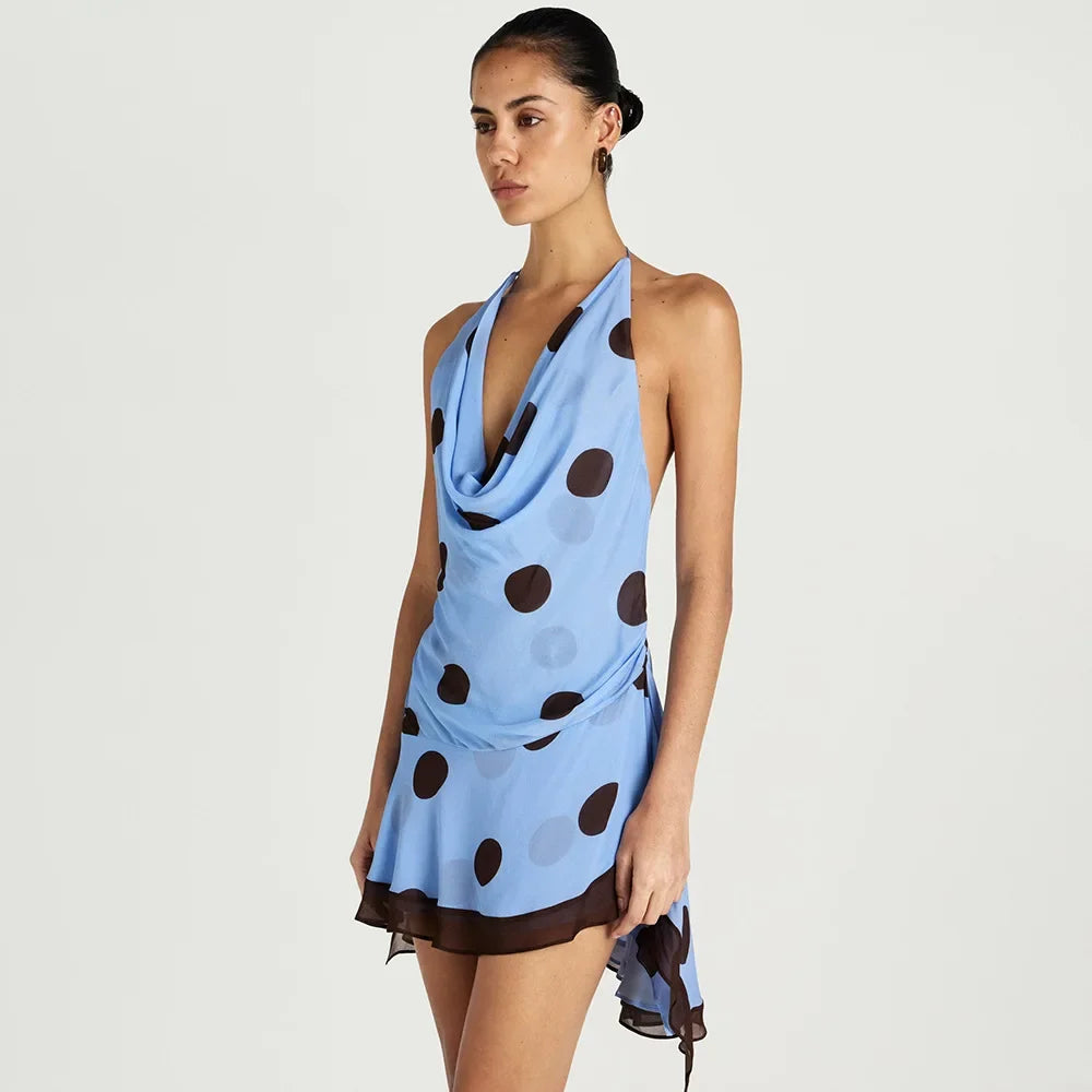 Jada Polka Dot Halter Mini Dress
