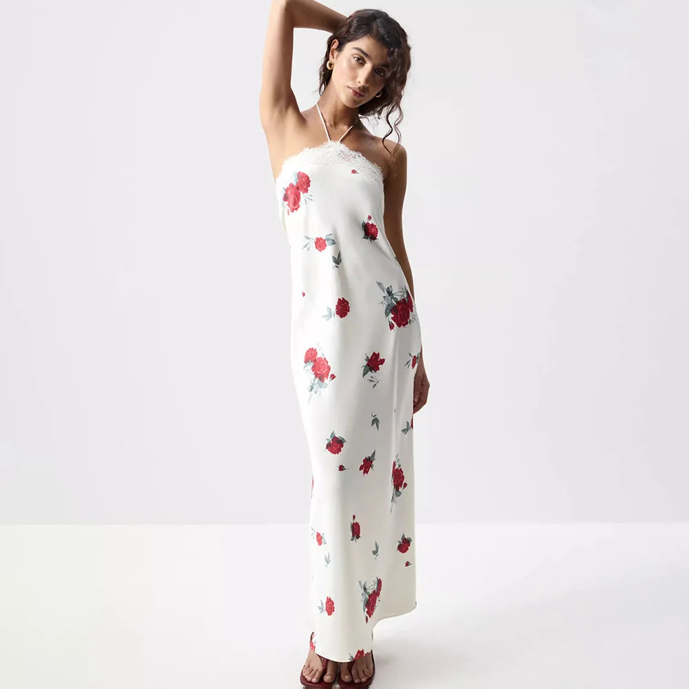 Ivy Satin Floral Maxi Dress