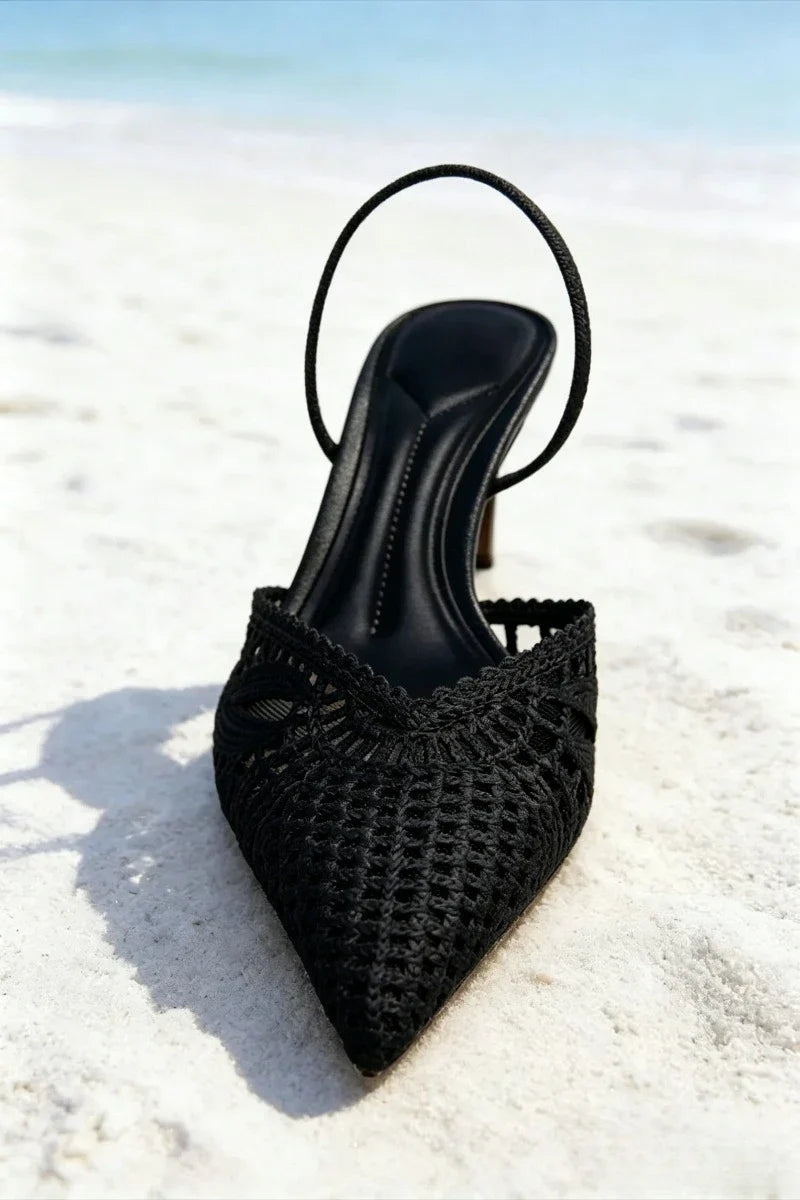 Elara Mesh Ankle-Strap Pumps