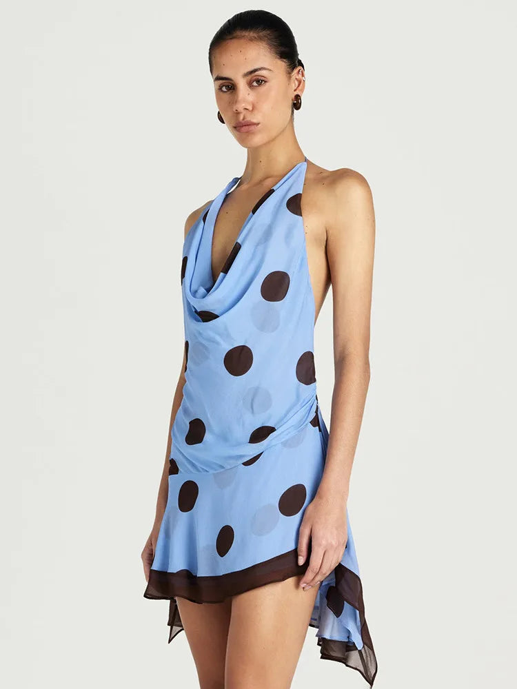 Jada Polka Dot Halter Mini Dress