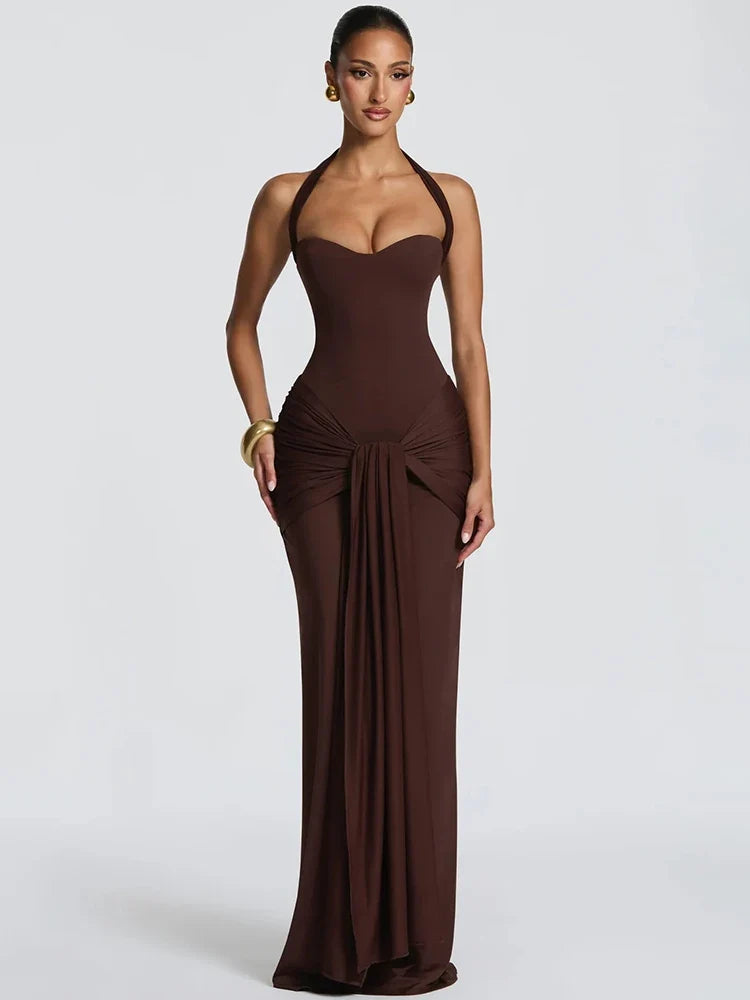 Poppy Draped Halter Maxi Dress