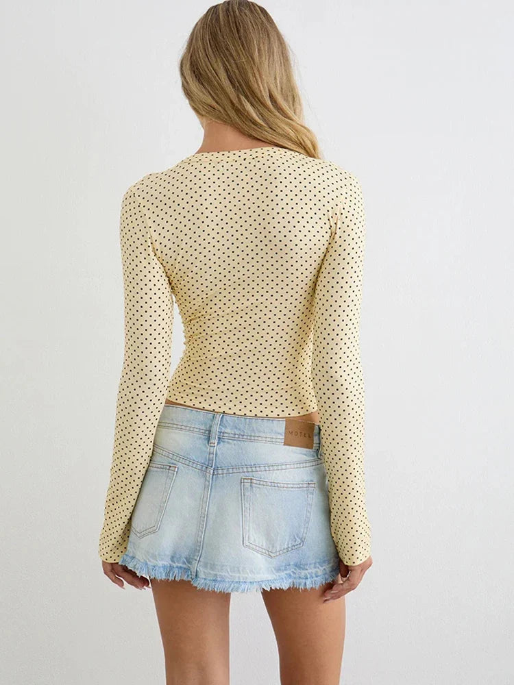 Luna Polka Dot Long-Sleeve Top