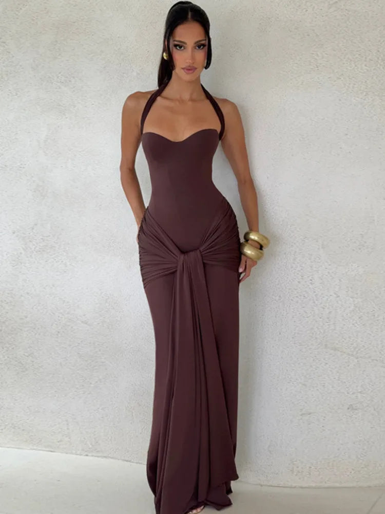 Poppy Draped Halter Maxi Dress