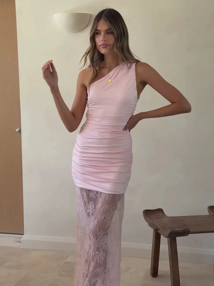 Halo One-Shoulder Lace Dress