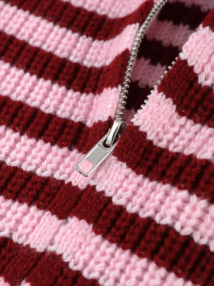 Verena Striped Double-Zip Cardigan