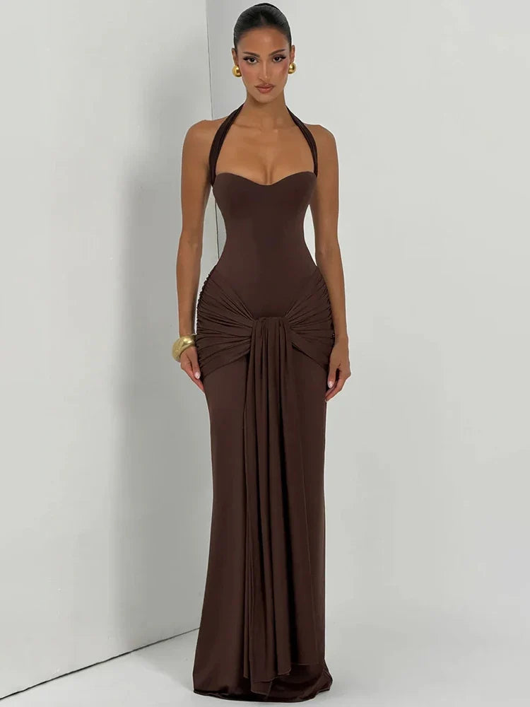 Poppy Draped Halter Maxi Dress