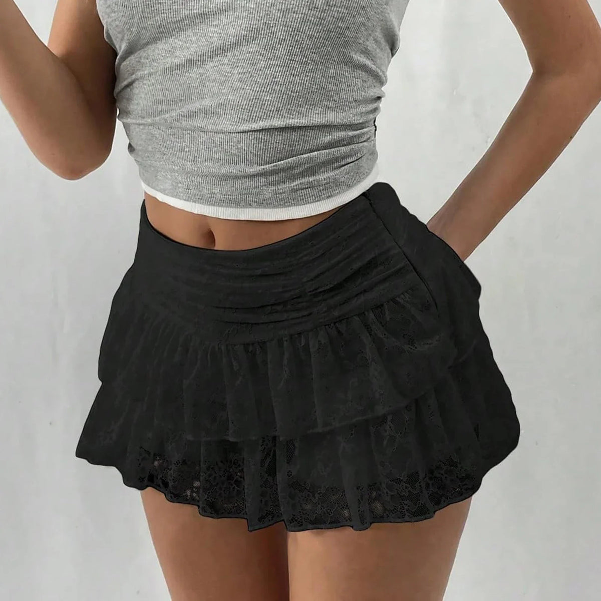 Talia Tiered Lace Mini Skirt