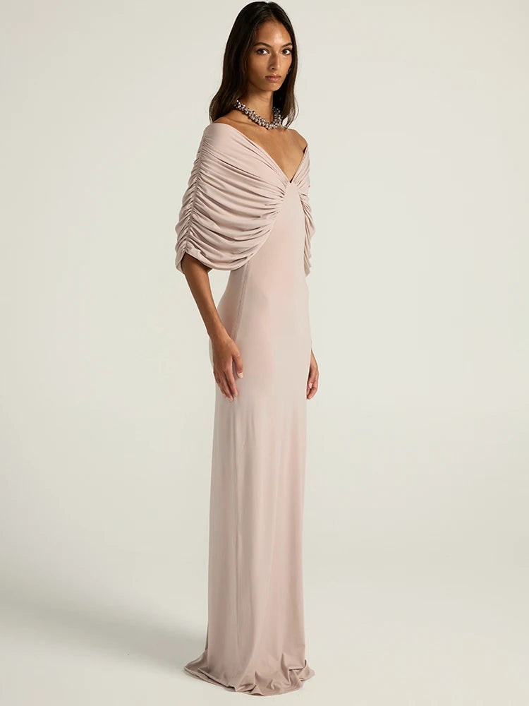 Serena Off-Shoulder Draped Maxi Dress