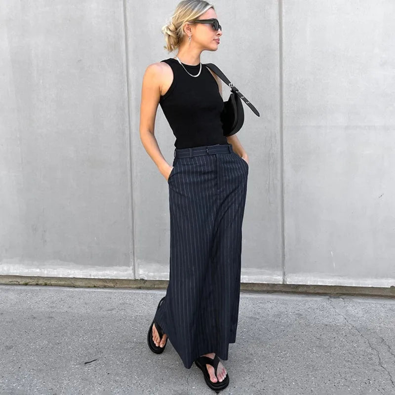 Skye Striped High-Waist Skirt