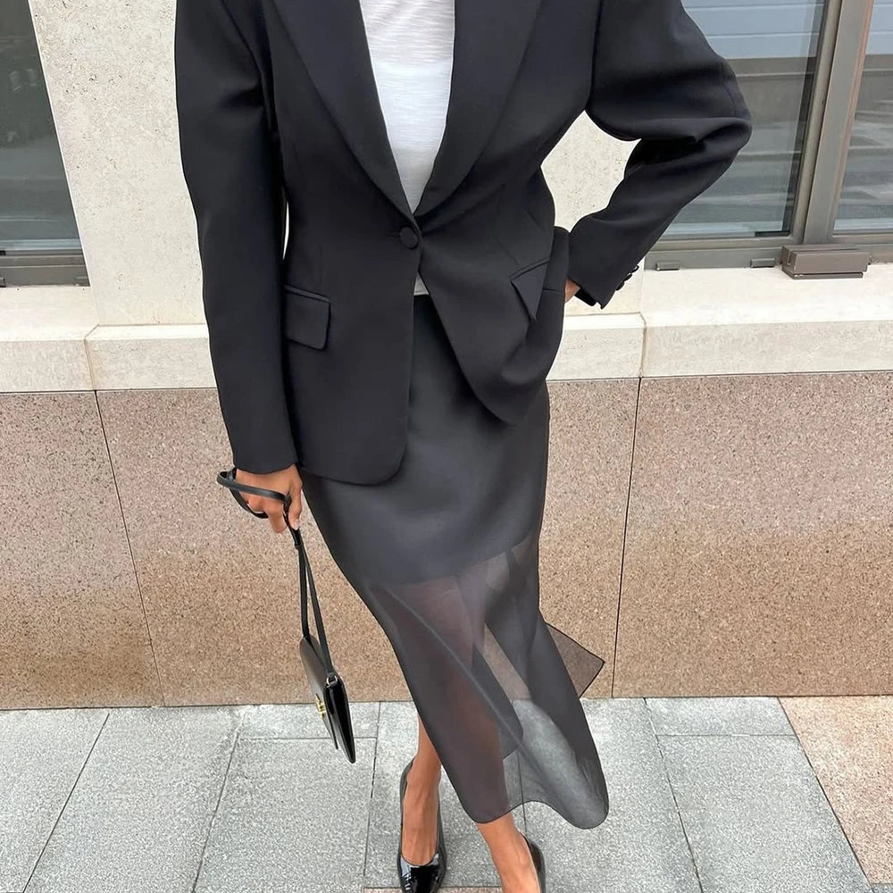 Vesper Sheer Mesh Slit Skirt