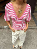 Milan Striped V-Neck Top