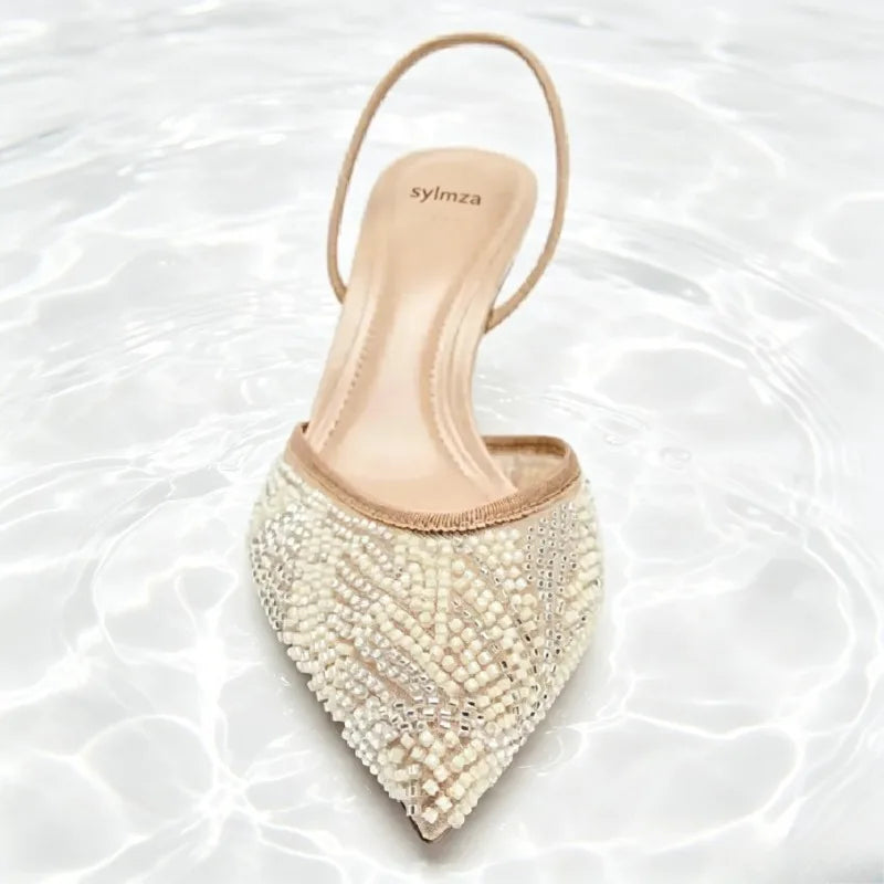 Evie Beaded Chain Slingback Pumps