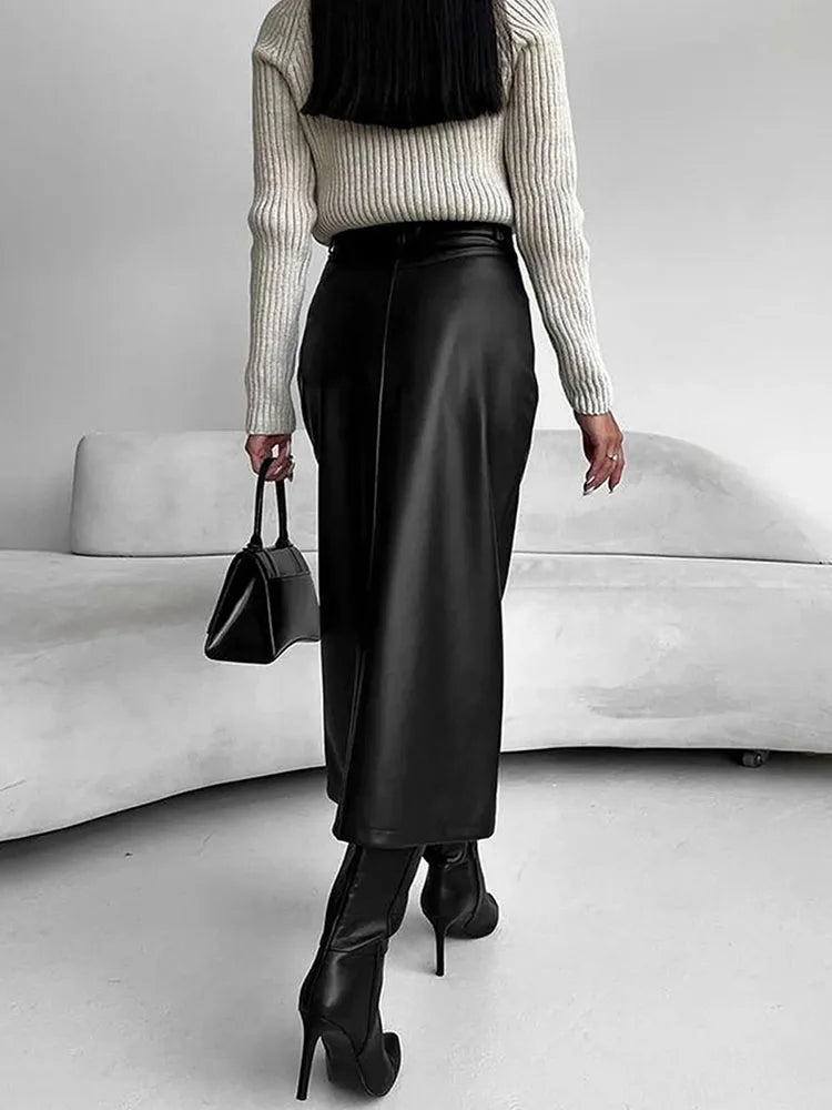 Vera Faux Leather Maxi Skirt