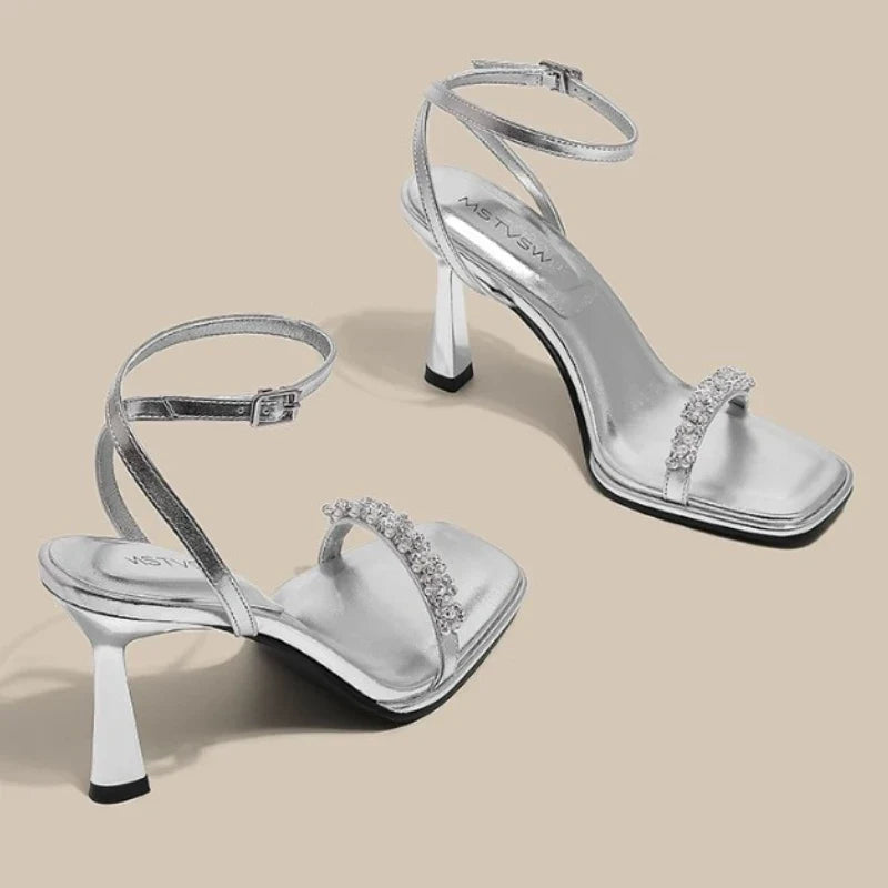 Delphine Crystal Ankle-Strap Sandals