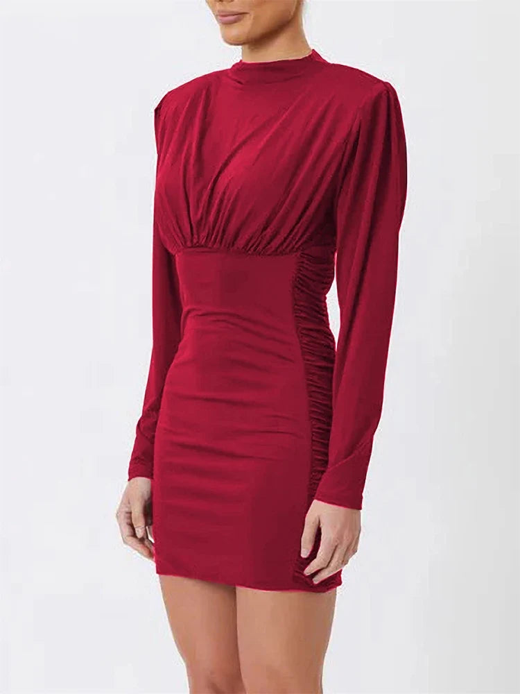 Nia Wrap High-Neck Mini Dress
