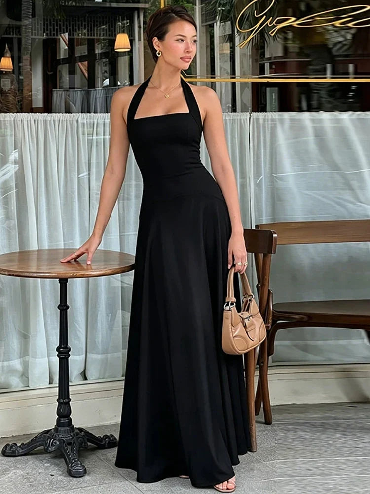 Charlie Square-Neck Halter Maxi Dress