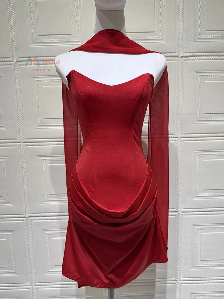 Naomi Strapless Satin Mini Dress
