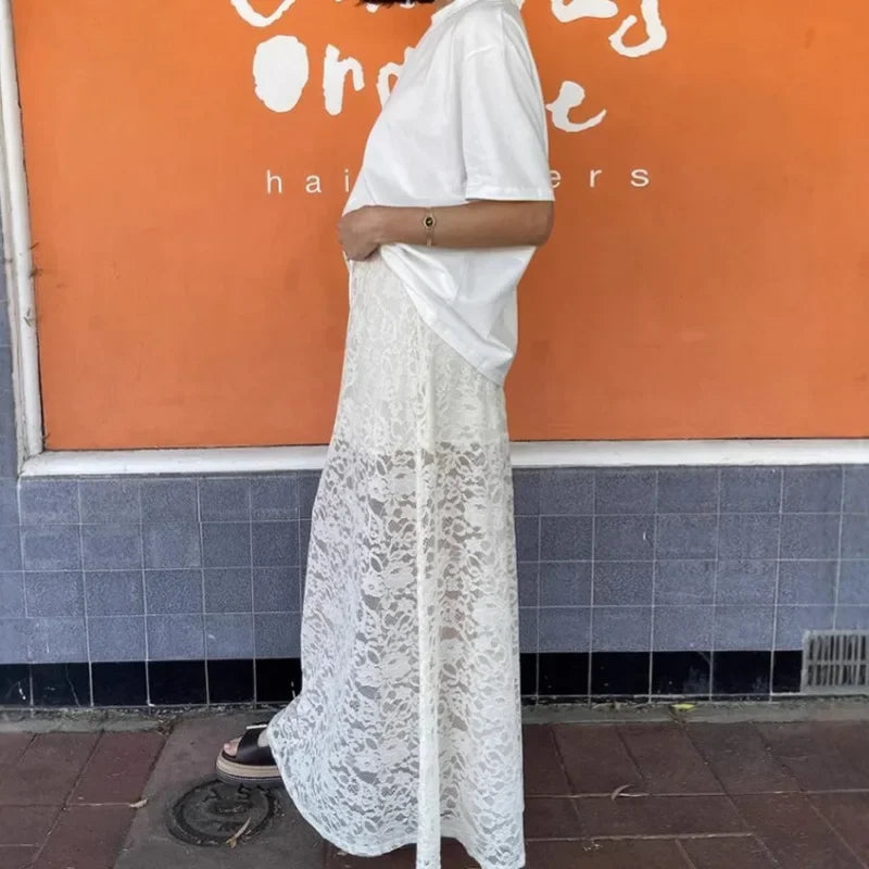 Wren White Lace Maxi Skirt