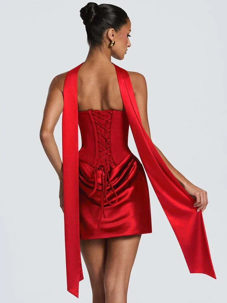 Naomi Strapless Satin Mini Dress