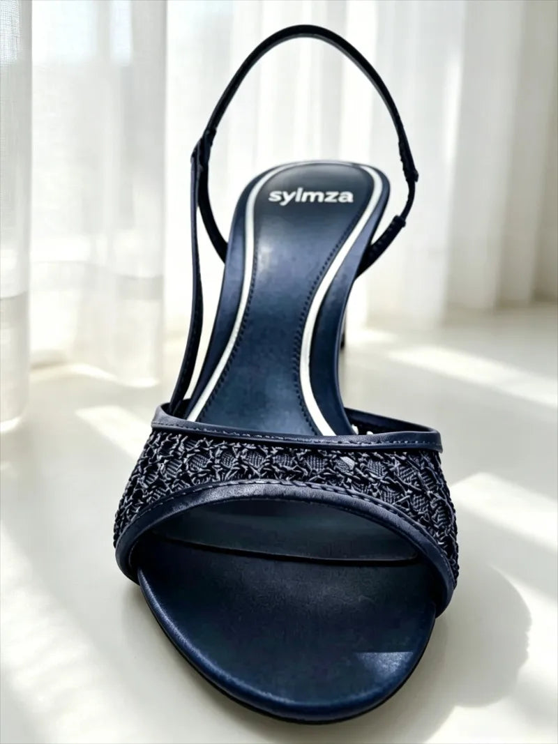 Esme Satin Mesh-Strap Sandals