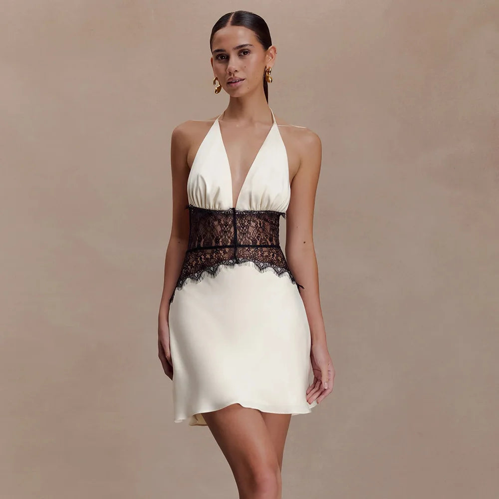 Juno Lace Halter Mini Dress