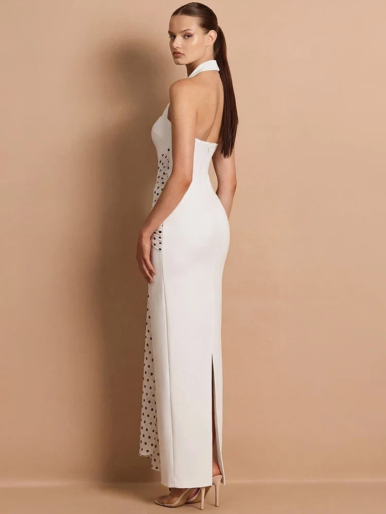 Cleo Polka Dot Halter Maxi Dress