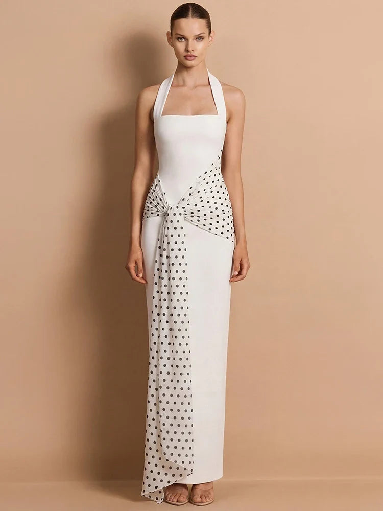 Cleo Polka Dot Halter Maxi Dress