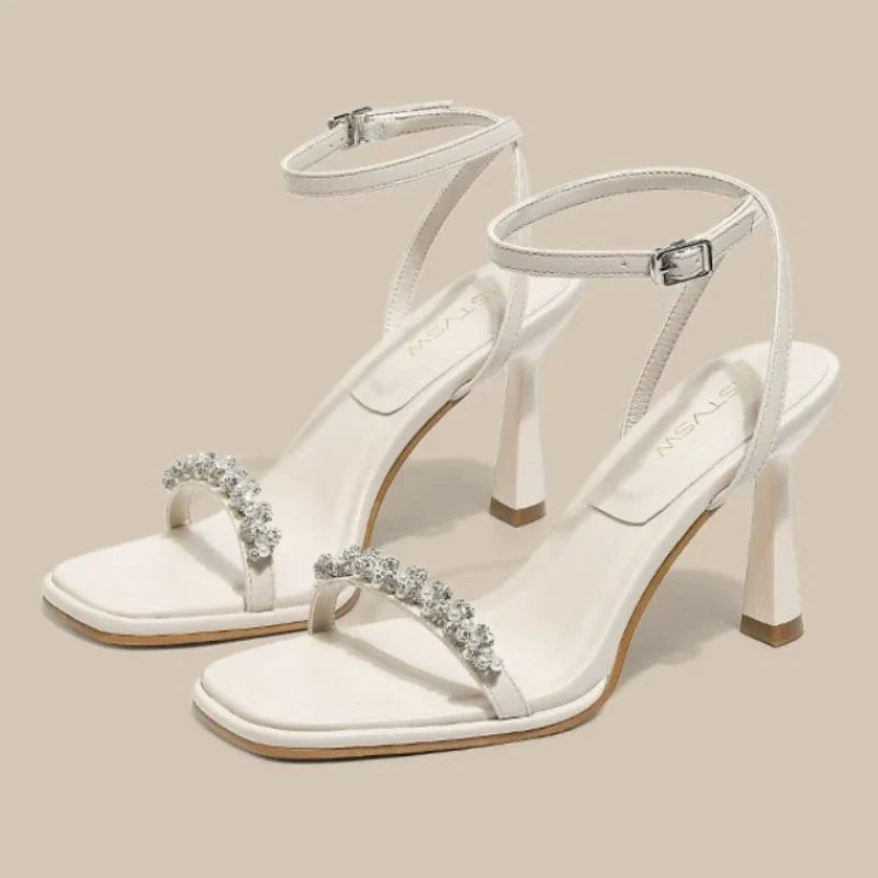 Delphine Crystal Ankle-Strap Sandals