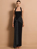 Cleo Polka Dot Halter Maxi Dress