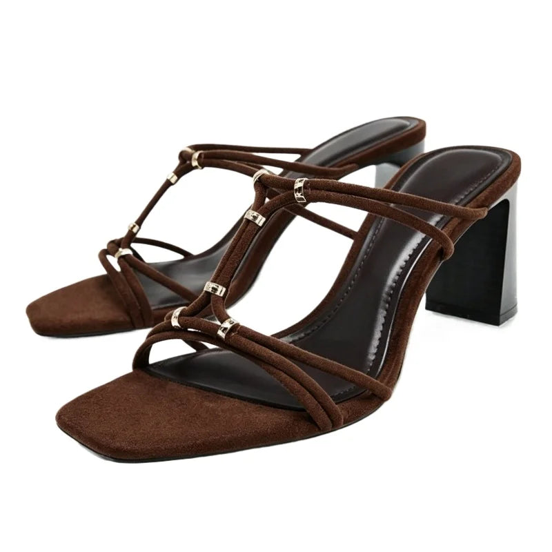 Elle Wide-Strap Block Heel Sandals