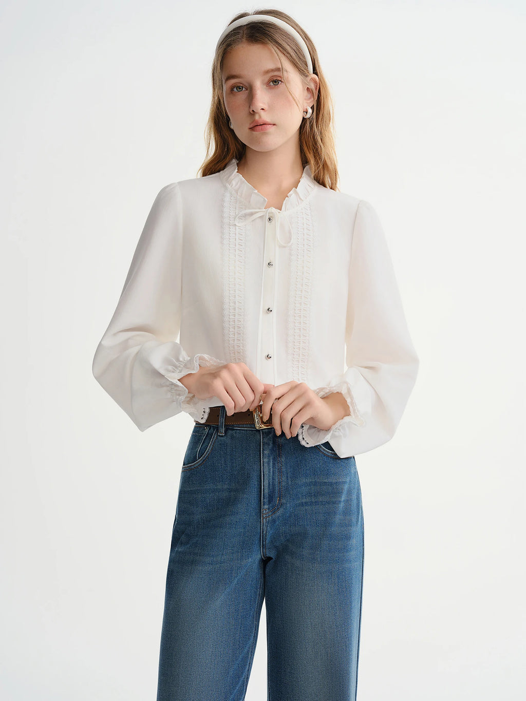 Elodie Ruffle-Collar Blouse