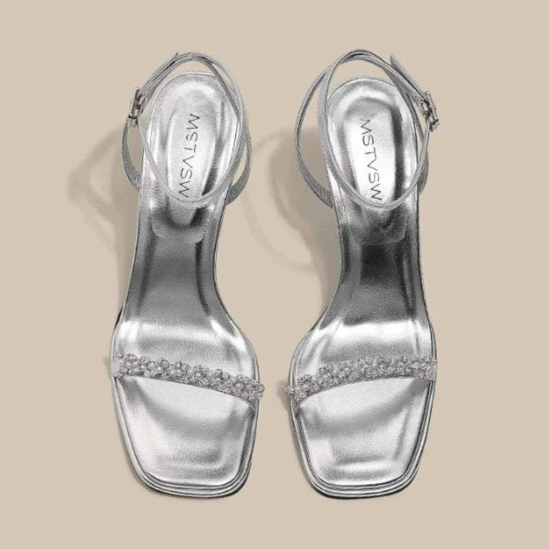 Delphine Crystal Ankle-Strap Sandals