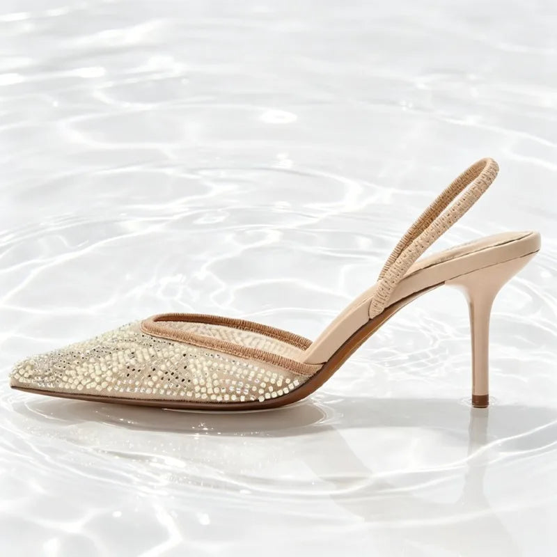 Evie Beaded Chain Slingback Pumps